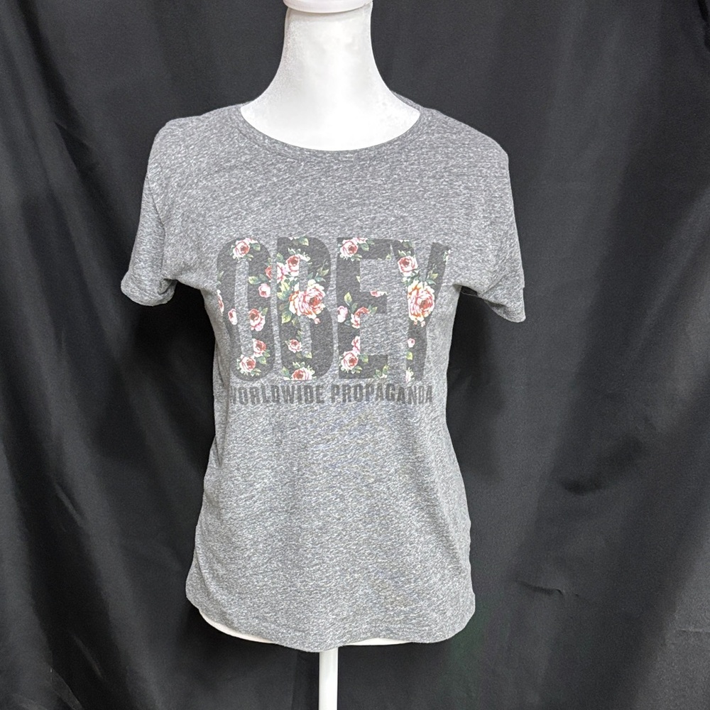 Obey Gray Floral Graphic Tee